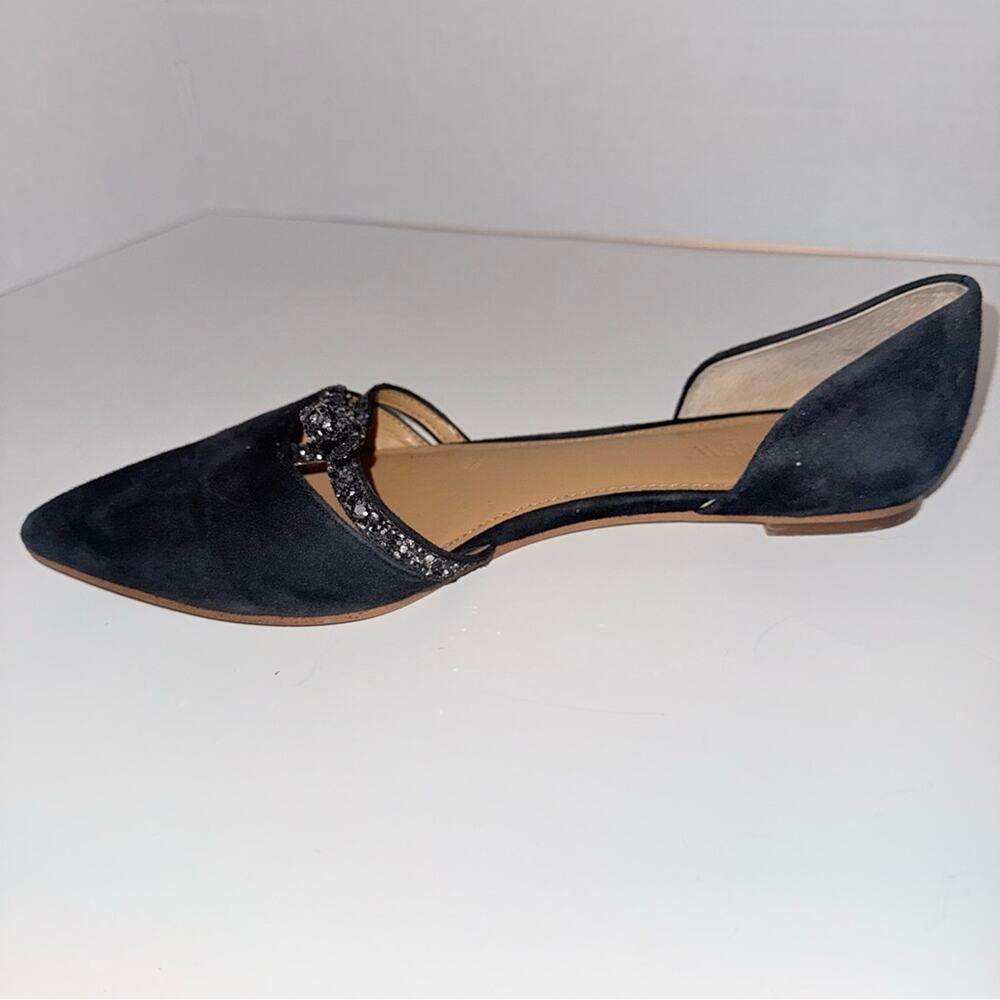 J.CREW suede pointed toe glitter bow whimsigoth party flats 9B - Picture 6 of 7